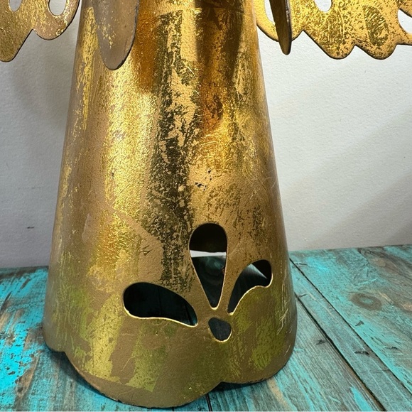 Vintage Metal Winged Angel Figurine Sculpture Gold Angel Decor Large - Picture 6 of 13
